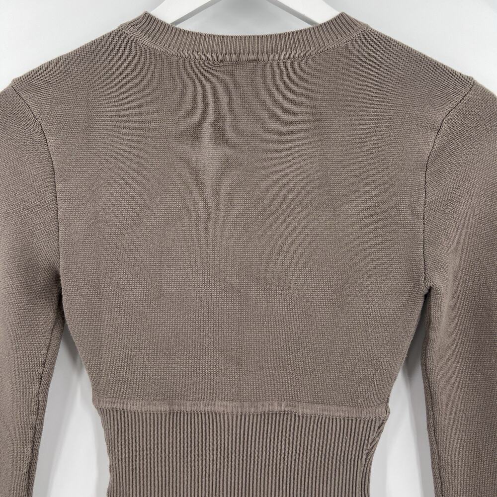 Abercrombie & Fitch Taupe Crew Neck Corset Sweater Bodysuit Stretch Size Small - Picture 7 of 10